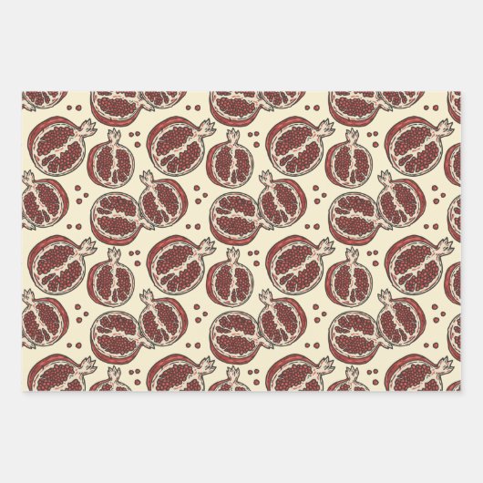 Exotische Früchte Sommerrotes Granatapfelmuster Geschenkpapier Set (Vorderseite)