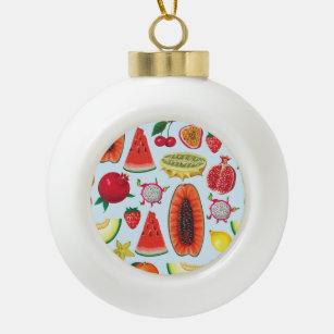 Exotische Früchte: Trendy Print nahtlos. Keramik Kugel-Ornament