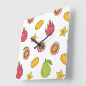 Exotische Fruchteinheit - Mischung aus Paradies Quadratische Wanduhr (Winkel)