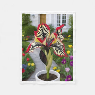 Exotische gemusterte Blume im Topfgarten-Fleece-De Fleecedecke