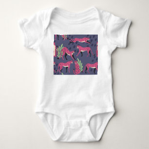 Exotische Geparden: farbenfrohe Vintage Muster. Baby Strampler