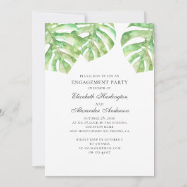 Exotische grüne Blätter. Tropische Verlobungsparte Einladung