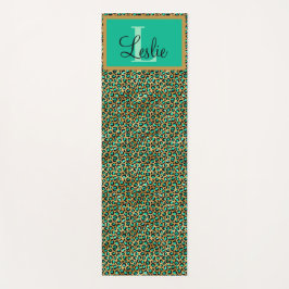 Exotische grüne Goldleoparden Mit Monogramm Yogamatte