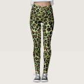 Exotische grüne Leopardendrucke Leggings (Vorderseite)
