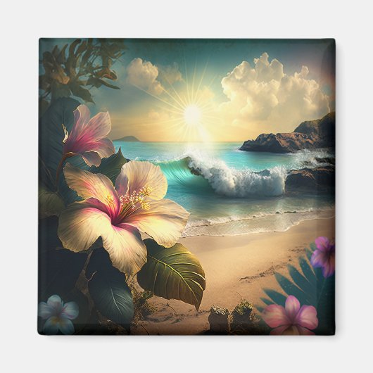 Exotische hawaiianische Blume, Ocean and Beach Mag Magnet (Vorne)