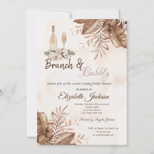 Exotische Herbstbrunch- und Bubbly-Brautparty Einladung (Vorderseite)