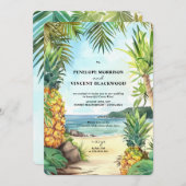 Exotische Hochzeit in Urlaubsort Einladung (Vorne/Hinten)