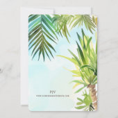 Exotische Hochzeit in Urlaubsort Einladung (Rückseite)