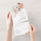 Exotische Hochzeit mit Terracotta-Blume und Pampas All In One Einladung (Abreißen)