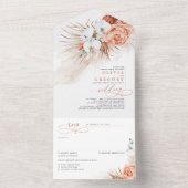 Exotische Hochzeit mit Terracotta-Blume und Pampas All In One Einladung (Innen Boden)