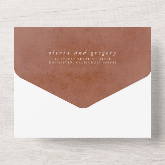 Exotische Hochzeit mit Terracotta-Blume und Pampas All In One Einladung (Rückseite)