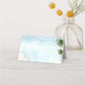 Exotische Hochzeit von Palmen Trees Tropical Sand  Platzkarte (Rückseite)