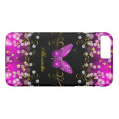 Exotische Hot Pink Gold Black Butterfly Glitzern Case-Mate iPhone Hülle (Rückseite (Horizontal))