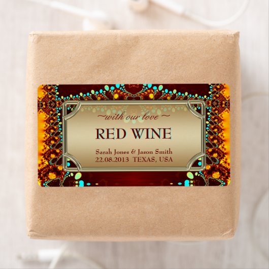 Exotische indische Bohemische Hochzeitweinetikette (Insitu)
