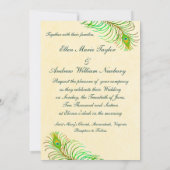 Exotische indische Pfauenfedern bei Hochzeiten Einladung (Rückseite)