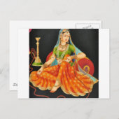 EXOTISCHE INDISCHE PRINZESS-MALERIE POSTKARTE (Vorne/Hinten)