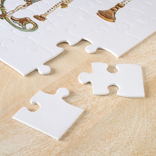 Exotische Jugendstil-Beauty in Aquamarinen Robben Puzzle (Seite)