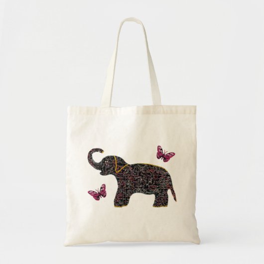 Exotische Juwel-Elefant-Leinwand-Tasche Tragetasche (Vorne)