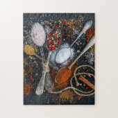 Exotische Kochgewürze & Löffel Puzzle (Vertikal)