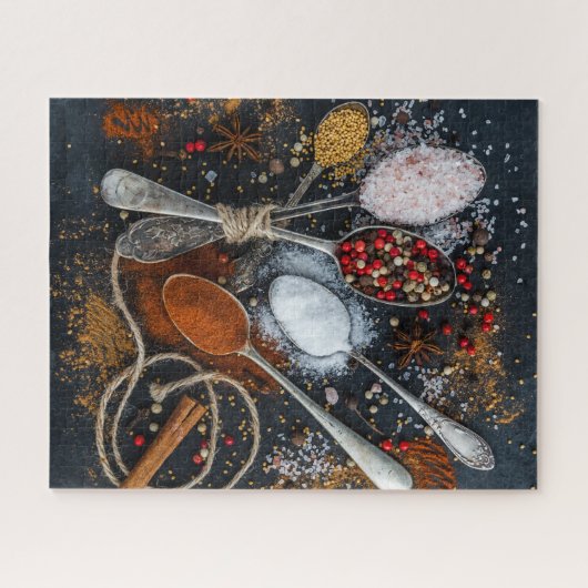 Exotische Kochgewürze & Löffel Puzzle (Horizontal)
