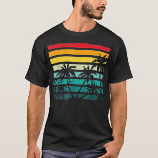 Exotische Kokospalmen Palmen Strand Retro Tropisch T-Shirt