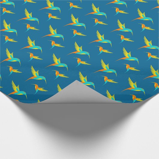 Exotische Kolibris blau Geschenkpapier (Ecke)