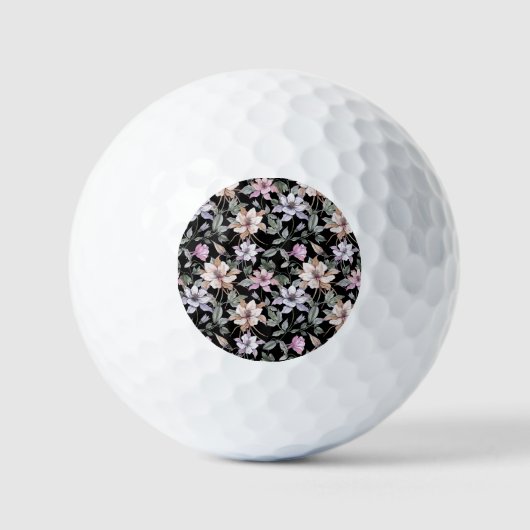 Exotische Kolumne: Schwarze Flora Wasserfarbe. Golfball (Vorderseite)