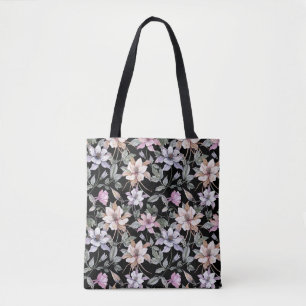 Exotische Kolumne: Schwarze Flora Wasserfarbe. Tasche