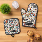 Exotische Küche: Afrikanisches Tiermuster Ofenhandschuh & Topflappen-Set (Oben Unten)