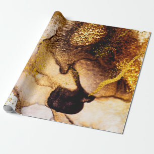 Exotische KUNST. Goldener Strudel, künstlerisches Geschenkpapier