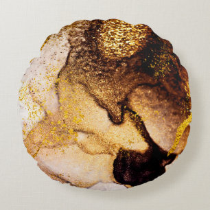 Exotische KUNST. Goldener Strudel, künstlerisches Rundes Kissen