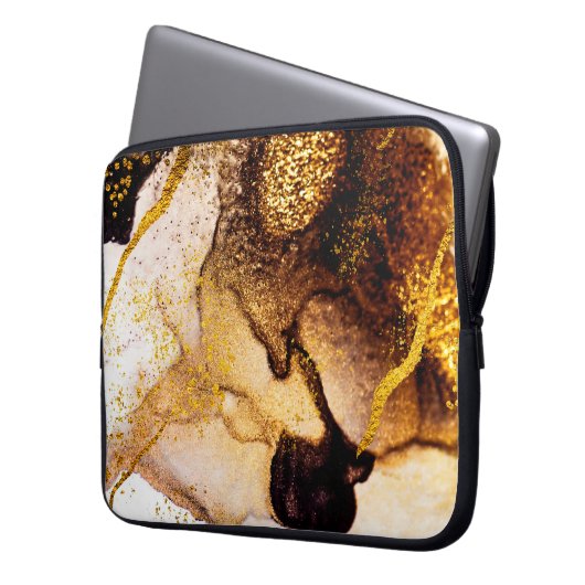 Exotische Kunst. Goldener Swirl, künstlerisches De Laptopschutzhülle (Vorderseite Links)