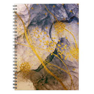 Exotische Kunst. Goldener Swirl, künstlerisches De Notizblock