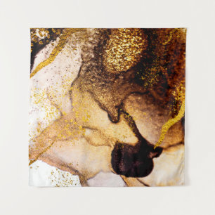Exotische Kunst. Goldener Swirl, künstlerisches De Wandteppich
