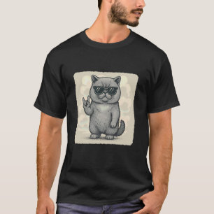 Exotische Kurzhaar-Katze Sonnenbrille Rockmusik Lu T-Shirt