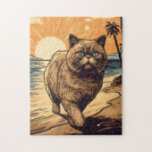 Exotische Kurzhaarkatze an einem tropischen Strand Puzzle (Vertikal)