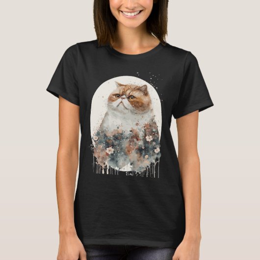 Exotische Kurzhaarkatze Japanisches Kirschblossom T-Shirt (Vorderseite)