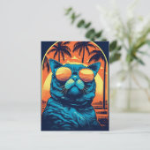 Exotische Kurzhaarkatze mit Sonnenbrille am Strand Postkarte (Stehend Vorderseite)