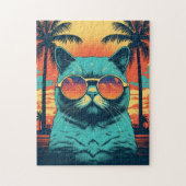 Exotische Kurzhaarkatze mit Sonnenbrille am Strand Puzzle (Vertikal)
