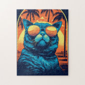 Exotische Kurzhaarkatze mit Sonnenbrille am Strand Puzzle (Vertikal)