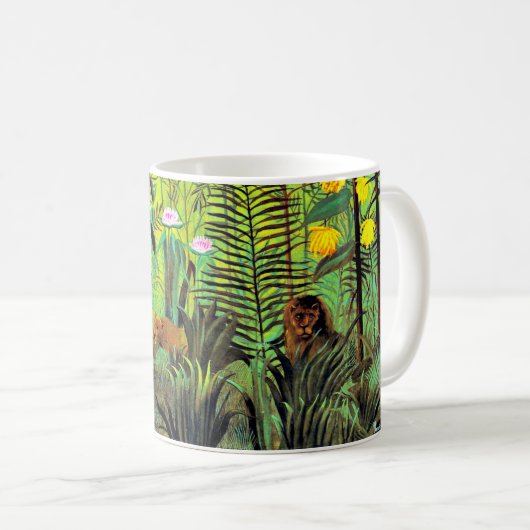 Exotische Landschaft mit Löwe und Löwin, Kaffeetasse (VorderseiteRechts)