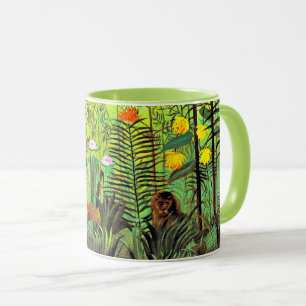 Exotische Landschaft mit Löwen und Löwen, Tasse