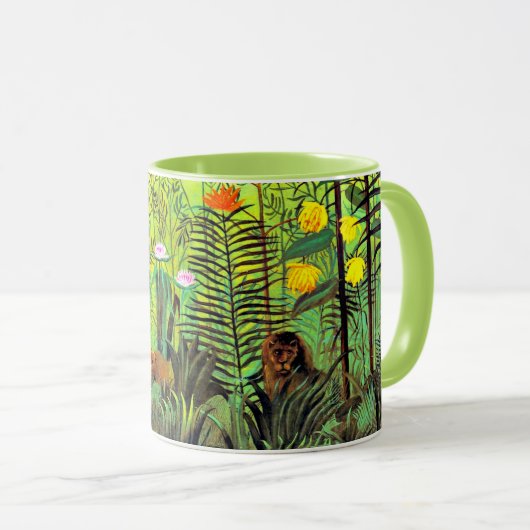 Exotische Landschaft mit Löwen und Löwen, Tasse (VorderseiteRechts)