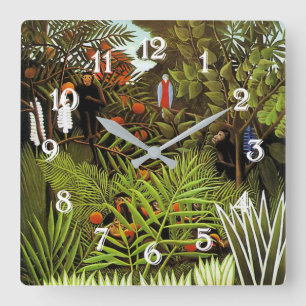 Exotische Landschaft von Henri Rousseau Quadratische Wanduhr