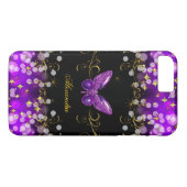 Exotische Lila Gold Black Butterfly Glitzern Case-Mate iPhone Hülle (Rückseite (Horizontal))