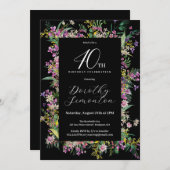 Exotische Lila rosa gelbe Wildblume 40. Geburtstag Einladung (Vorne/Hinten)