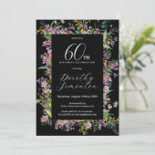 Exotische Lila rosa gelbe Wildblume 60. Geburtstag Einladung (Stehend Vorderseite)