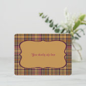 Exotische Lila, rosa und orange Karierte Einladung (Stehend Vorderseite)