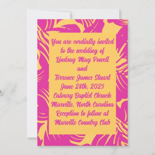 Exotische Magenta-Hochzeit der 1940er Jahre Einladung (Vorderseite)