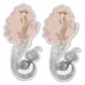 Exotische Meerjungfrau mit rosa Haar Aufkleber (Vorderseite)